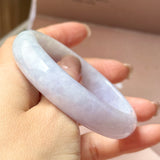 54.6mm A-Grade Natural Lavender Green Jadeite Modern Round Bangle No.152120