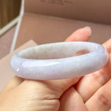 54.6mm A-Grade Natural Lavender Green Jadeite Modern Round Bangle No.152120