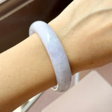 54.6mm A-Grade Natural Lavender Green Jadeite Modern Round Bangle No.152120