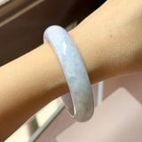54.6mm A-Grade Natural Lavender Green Jadeite Modern Round Bangle No.152120