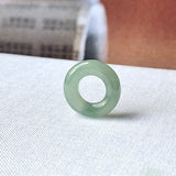 A-Grade Natural Bluish Green Jadeite Bagel on Infinity Silk Cord Bracelet No.190418