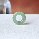 A-Grade Natural Bluish Green Jadeite Bagel on Infinity Silk Cord Bracelet No.190418