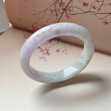52.6mm A-Grade Natural Lavender Green Jadeite Modern Round Bangle No.152066