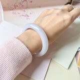 54.1mm A-Grade Natural Light Lavender Jadeite Modern Round Bangle No.152224