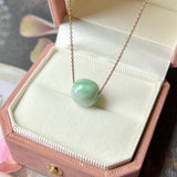 SOLD OUT: A-Grade Natural Moss On Snow Jadeite Barrel Pendant No.172110