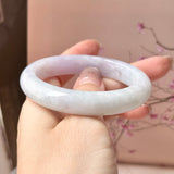 52.6mm A-Grade Natural Lavender Green Jadeite Modern Round Bangle No.152066