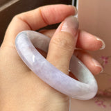 52.6mm A-Grade Natural Lavender Green Jadeite Modern Round Bangle No.152066