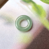 A-Grade Natural Bluish Green Jadeite Bagel on Infinity Silk Cord Bracelet No.190418