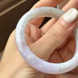 52.6mm A-Grade Natural Lavender Green Jadeite Modern Round Bangle No.152066