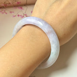 52.6mm A-Grade Natural Lavender Green Jadeite Modern Round Bangle No.152066