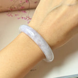 52.6mm A-Grade Natural Lavender Green Jadeite Modern Round Bangle No.152066
