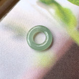 A-Grade Natural Bluish Green Jadeite Bagel on Infinity Silk Cord Bracelet No.190418