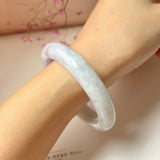 52.6mm A-Grade Natural Lavender Green Jadeite Modern Round Bangle No.152066