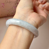 52.6mm A-Grade Natural Lavender Green Jadeite Modern Round Bangle No.152066