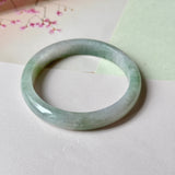 56.7mm A-Grade Natural Lavender Bluish Green Jadeite Modern Round Bangle No.152225