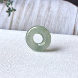 A-Grade Natural Bluish Green Jadeite Bagel on Infinity Silk Cord Bracelet No.190419