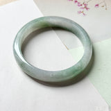 56.7mm A-Grade Natural Lavender Bluish Green Jadeite Modern Round Bangle No.152225