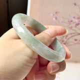 56.7mm A-Grade Natural Lavender Bluish Green Jadeite Modern Round Bangle No.152225