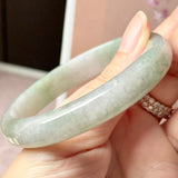 56.7mm A-Grade Natural Lavender Bluish Green Jadeite Modern Round Bangle No.152225
