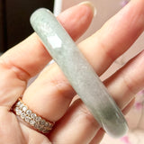56.7mm A-Grade Natural Lavender Bluish Green Jadeite Modern Round Bangle No.152225