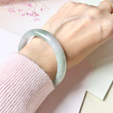 56.7mm A-Grade Natural Lavender Bluish Green Jadeite Modern Round Bangle No.152225