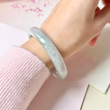 56.7mm A-Grade Natural Lavender Bluish Green Jadeite Modern Round Bangle No.152225