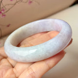 50.5mm A-Grade Natural Lavender Green Jadeite Modern Round Bangle No.152122