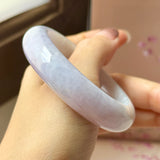 50.5mm A-Grade Natural Lavender Green Jadeite Modern Round Bangle No.152122