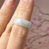 15mm A-Grade Natural White Jadeite Abacus Ring Band No.162545