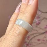 15mm A-Grade Natural White Jadeite Abacus Ring Band No.162545