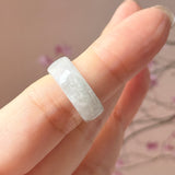 15mm A-Grade Natural White Jadeite Abacus Ring Band No.162545