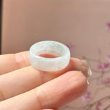 15mm A-Grade Natural White Jadeite Abacus Ring Band No.162545