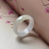 18mm A-Grade Natural White Jadeite Abacus Ring Band No.162546