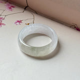 18mm A-Grade Natural White Jadeite Abacus Ring Band No.162546