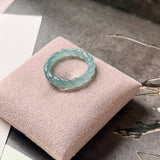 16.3mm Icy A-Grade Natural Denim Blue Jadeite Sisal Rope Ring Band No.162484