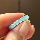 16.3mm Icy A-Grade Natural Denim Blue Jadeite Sisal Rope Ring Band No.162484