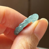 16.3mm Icy A-Grade Natural Denim Blue Jadeite Sisal Rope Ring Band No.162484