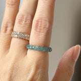 16.3mm Icy A-Grade Natural Denim Blue Jadeite Sisal Rope Ring Band No.162484