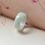 17mm A-Grade Natural Light Green Jadeite Abacus Ring Band No.162547