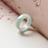 17mm A-Grade Natural Light Green Jadeite Abacus Ring Band No.162547
