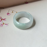 17mm A-Grade Natural Light Green Jadeite Abacus Ring Band No.162547