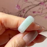 17mm A-Grade Natural Light Green Jadeite Abacus Ring Band No.162547