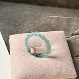 17.4mm Icy A-Grade Natural Denim Blue Jadeite Sisal Rope Ring Band No.162485