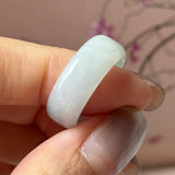 17mm A-Grade Natural Light Green Jadeite Abacus Ring Band No.162547