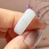 17mm A-Grade Natural Light Green Jadeite Abacus Ring Band No.162547
