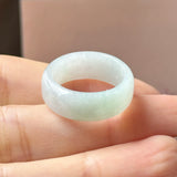17mm A-Grade Natural Light Green Jadeite Abacus Ring Band No.162547