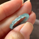 17.4mm Icy A-Grade Natural Denim Blue Jadeite Sisal Rope Ring Band No.162485