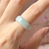 17mm A-Grade Natural Light Green Jadeite Abacus Ring Band No.162547