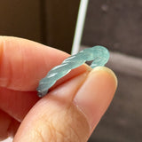 17.4mm Icy A-Grade Natural Denim Blue Jadeite Sisal Rope Ring Band No.162485