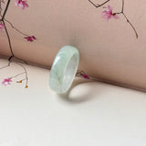17mm Icy A-Grade Natural Light Green Jadeite Abacus Ring Band No.162548